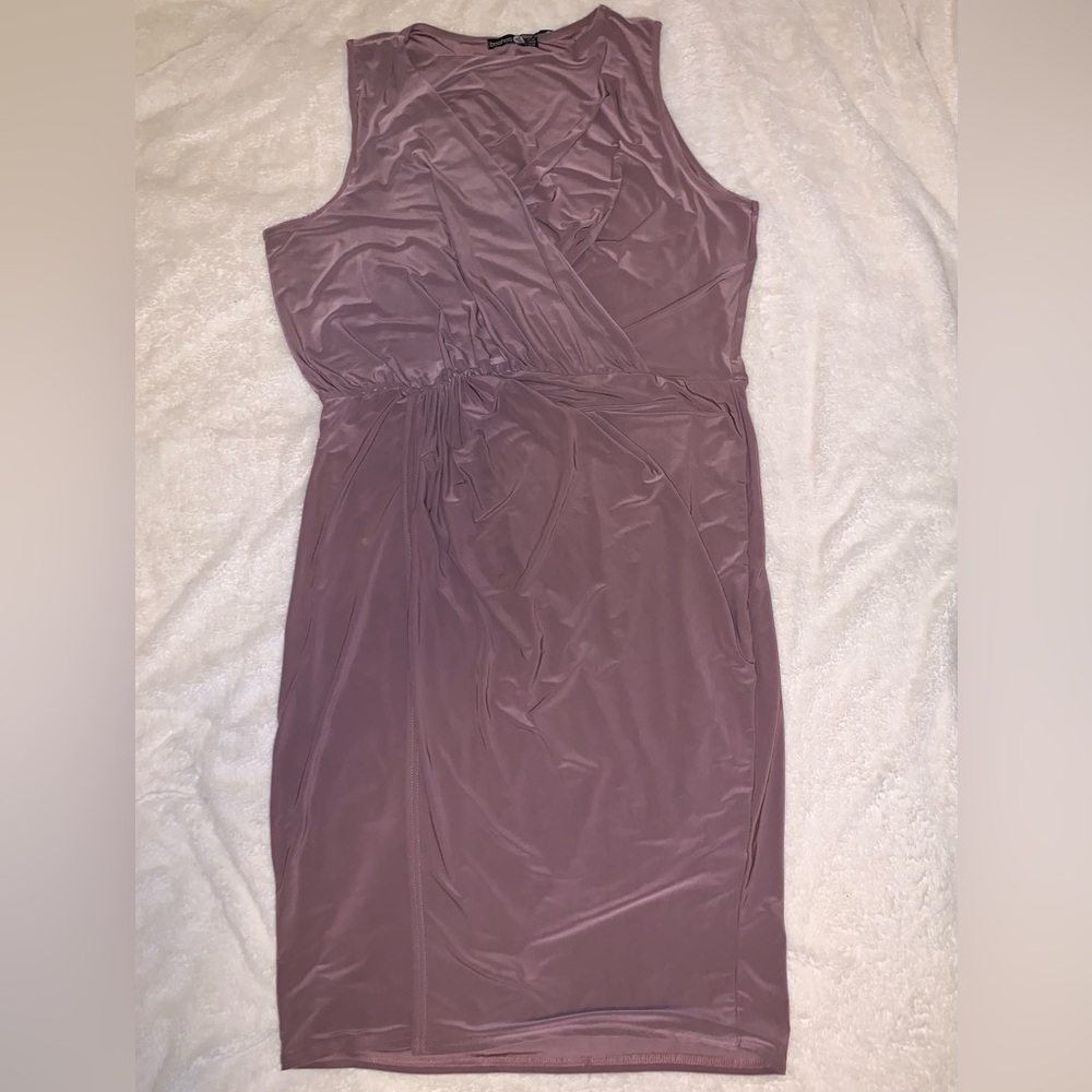 Boohoo Mauve Sheath Midi Sleeveless Cocktail Dress